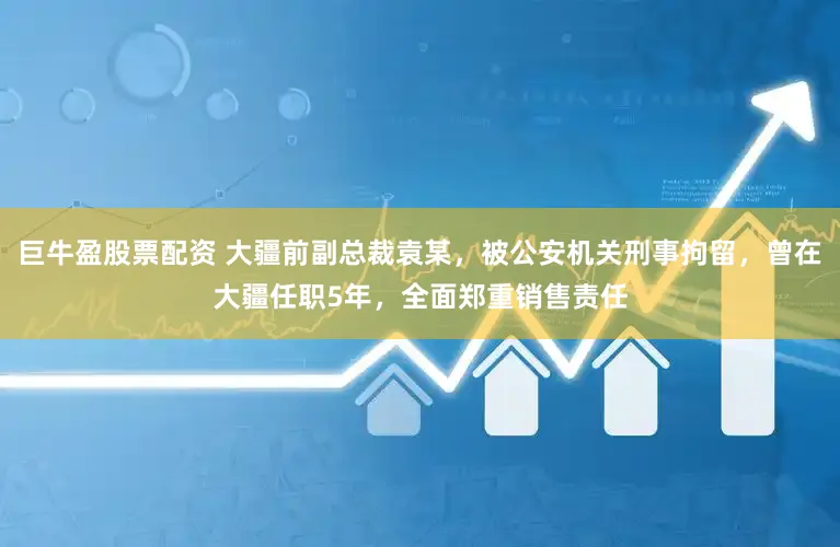 巨牛盈股票配资 大疆前副总裁袁某,被公安机关刑事拘留,曾在大疆任职5年,全面郑重销售责任